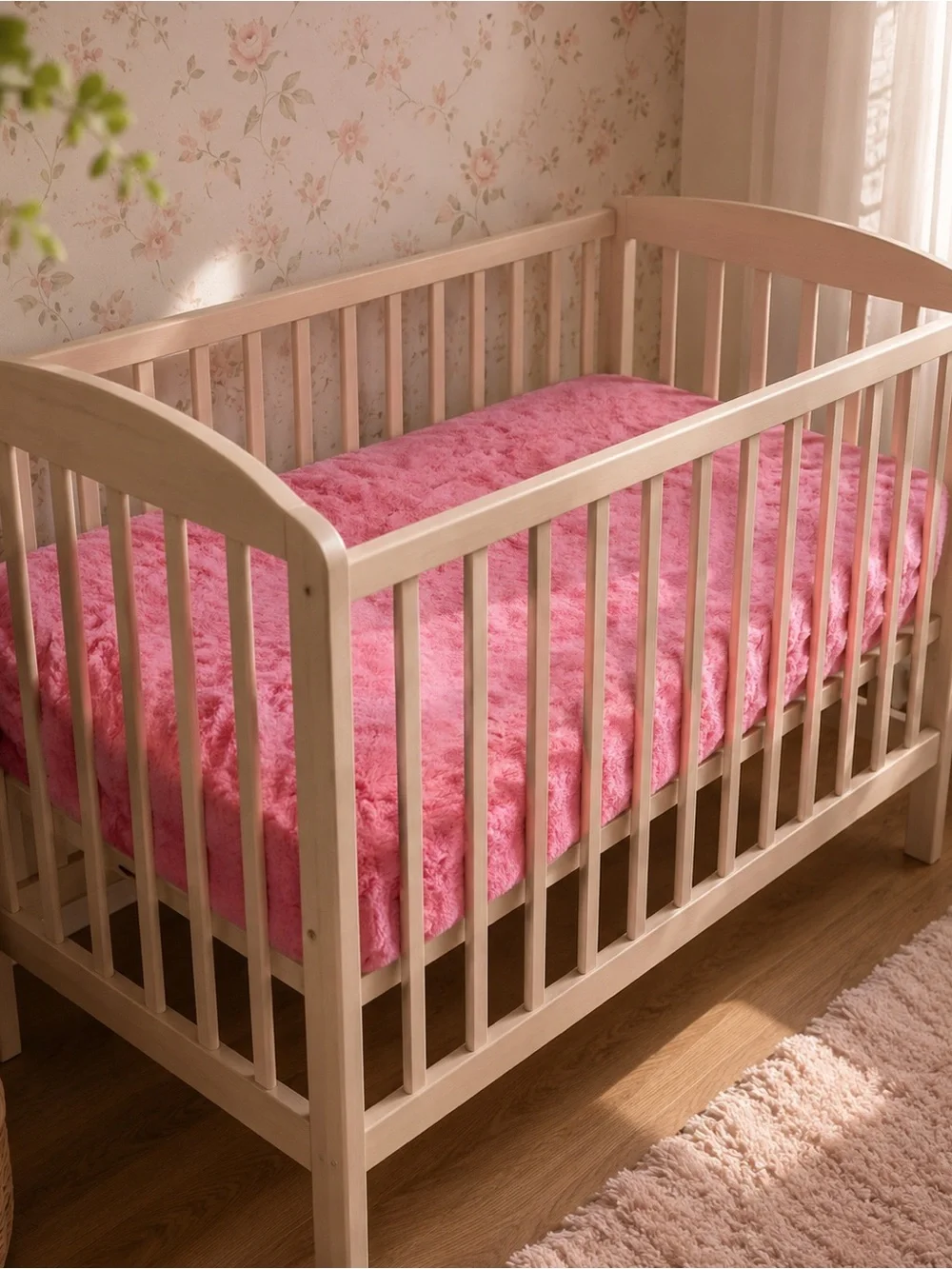 Pink minky Hyde Plush Baby Crib Mattress sheet